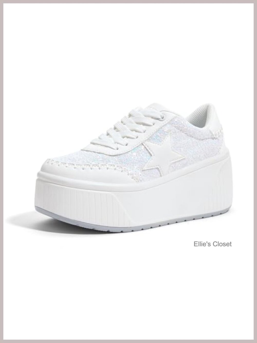Women's Platform Chunky Sneakers Sparkly Glitter Wedge Lace-Up Walking Shoes
